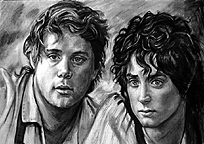 Frodo and Sam see Elves